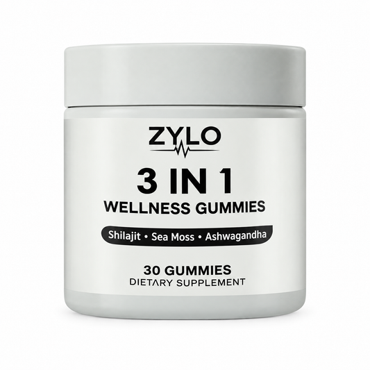 ZYLO 3-in-1 Wellness Gummies with Shilajit, Sea Moss and Ashwagandha, 30 gummies